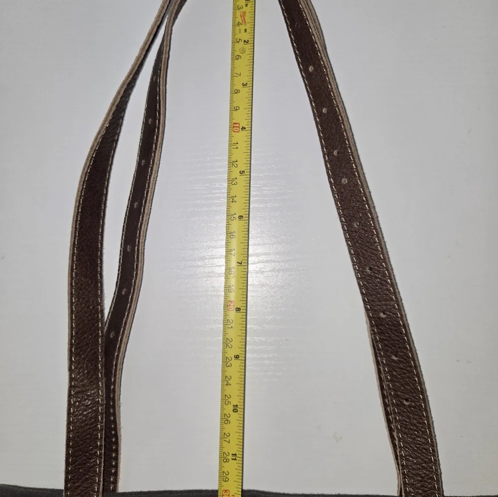 MYRA Bicycle Print Canvas/ Leather Tote Bag S-0935 18" X 13"  12"handles - Picture 6 of 15